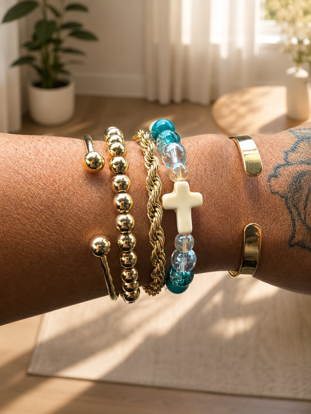 Turquoise, Gold and Tan