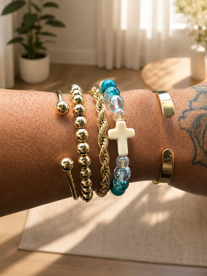 Turquoise, Gold and Tan